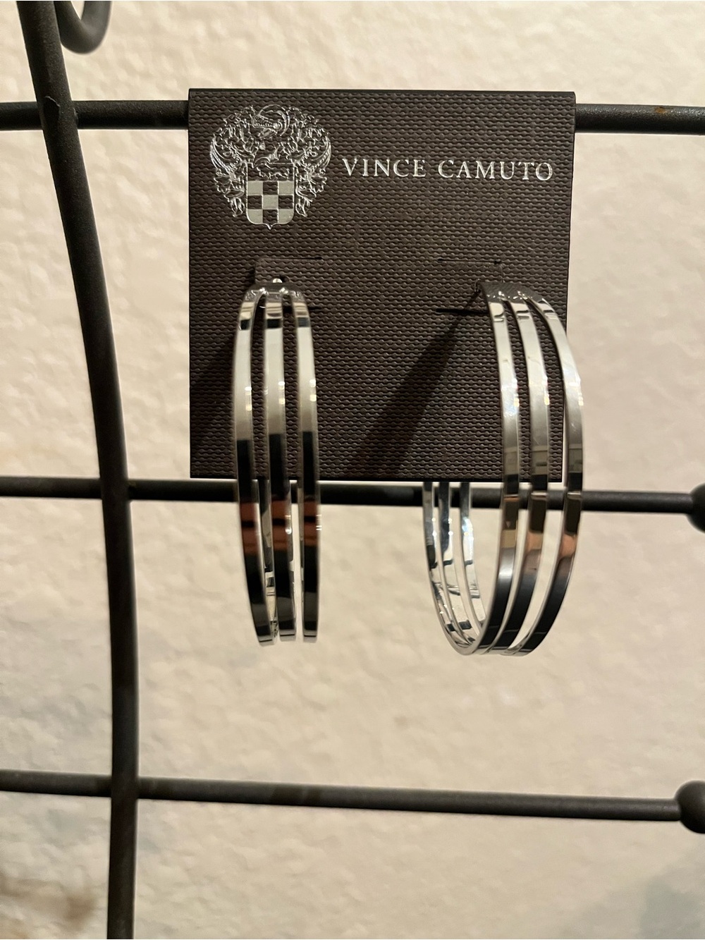 Vince Camuto Shiny Silver Triple-Band Hoop Earrings